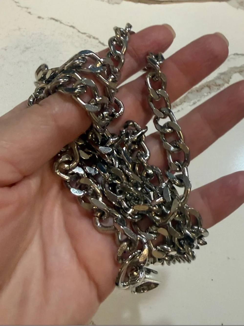 Bag Silver Chain/Strap - Sleek Metal Link Design 42”